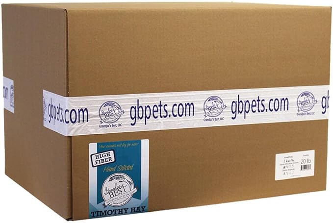 Grandpa's Best Timothy Hay for Rabbits, Guinea Pigs, Chinchillas, Hamsters & Gerbils, 20lb Loose Boxed, Brown