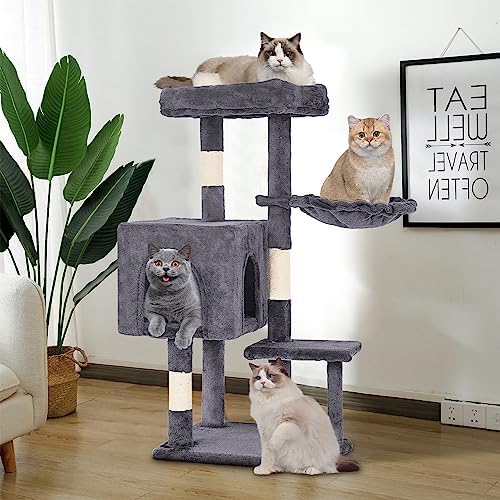 FDW 37.8" Cat Tree Tower | Light Gray | Multi-Level Indoor Activity Center - Image 7