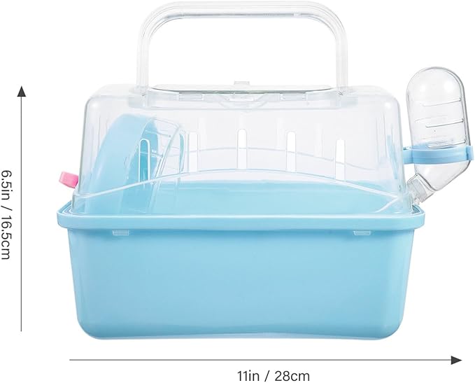 DOITOOL Hamster Cage Small Animal Cage, Portable Travel Cage for Small Animals, Dwarf Hamster Travel Carrier with Carry Handle for Going Out, Traveling (Blue)