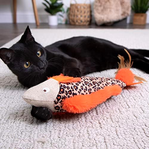 SmartyKat Instincts HappyNip Fin Frenzy Fish Kicker Crinkle Plush Cat Toy, Contains Catnip & Silvervine - Orange/Beige, One Size - Image 4