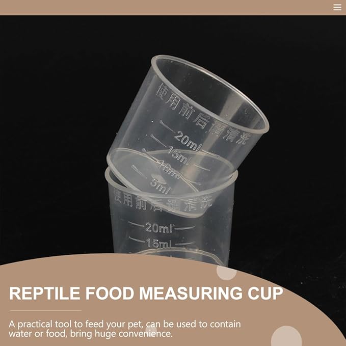 POPETPOP 30pcs Reptile Food Measuring Cups 20ml Reusable Washable Feeding Bowls for Gecko Lizard Terrarium Pet Supplies
