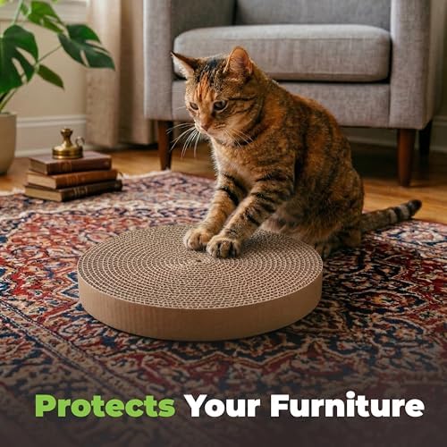 Catify Spin n' Scratch Cat Scratch Pad Refill - Round, 5-Pack - Image 5