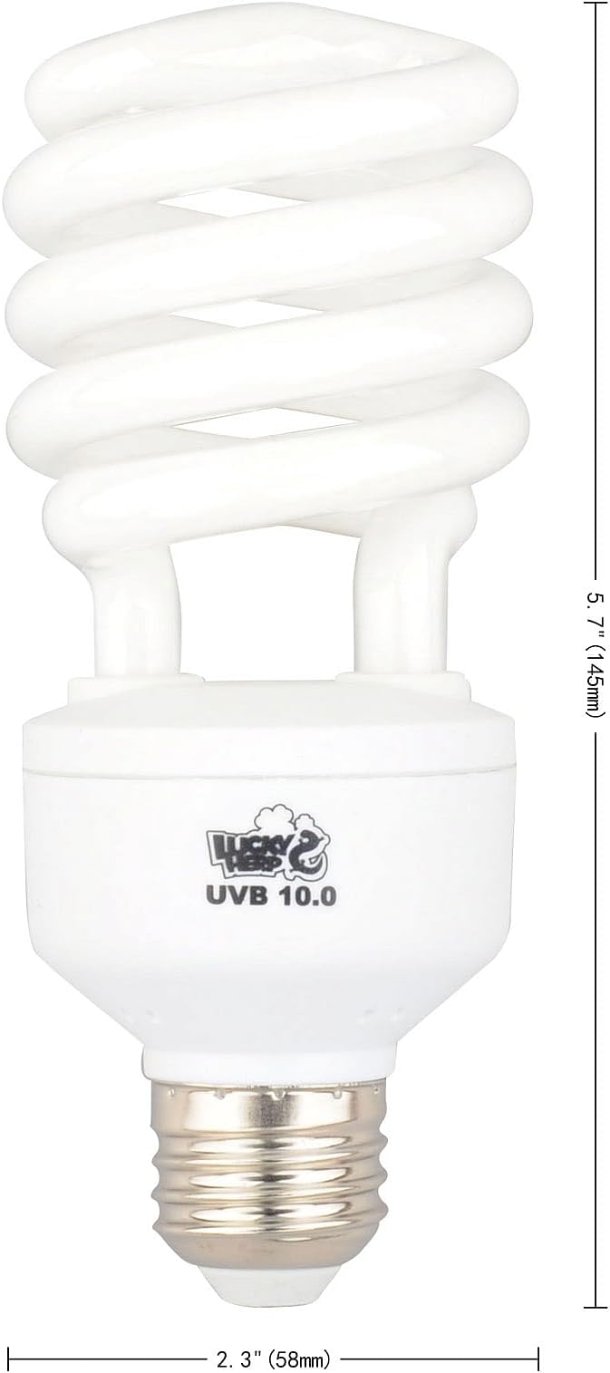 LUCKY HERP 10.0 UVB Fluorescent Desert Terrarium Lamp Bulb,E26,Screw Thread,26 Watts