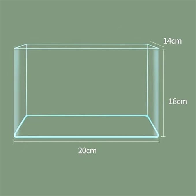 Fish Tank Glass Aquarium Curved Edge Living Room Small Aquarium Desktop Transparent Glass Fish Tank Turtle Breeding Box Aquarium(20x14x16cm)