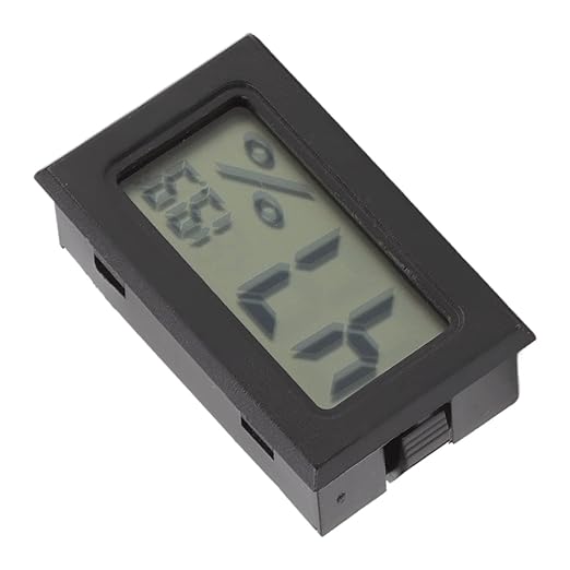 Alomejor Electronic Humidity Thermometer High Accuracy for Cigar Box Cabinet Use LCD Display for Incubators, Reptile Tanks Plastic, 1.9 X 0.6in