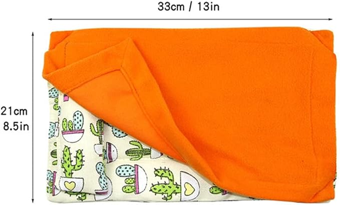 HAICHEN TEC Bearded Dragon Sleeping Bag with Pillow and Blanket Soft Bed Habitat Decor Cage Accessories for Reptile Bearded Dragon Leopard Gecko Lizard (Orange)
