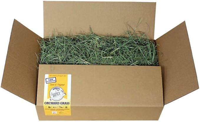 Grandpa's Best Premium Orchard Grass Hay for Rabbits, Guinea Pigs, Chinchillas, Hamsters & Gerbils, 20lb Loose Boxed, Brown