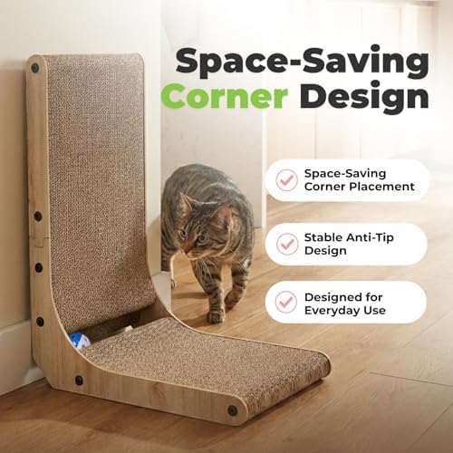 Best Pet Supplies Catify L-Shaped Cardboard Cat Scratcher - H: 26" - Image 4