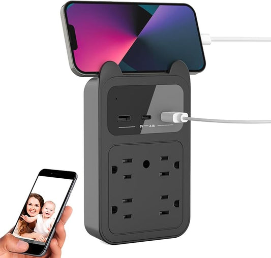 Hidden Camera Wall Outlet Camera, 2K HD Wireless Nanny Cam with 120° Wide Angle Loop Recording Motion Detection Easy Setup for Home, Pets & Office Indoor Security-Black (Black)