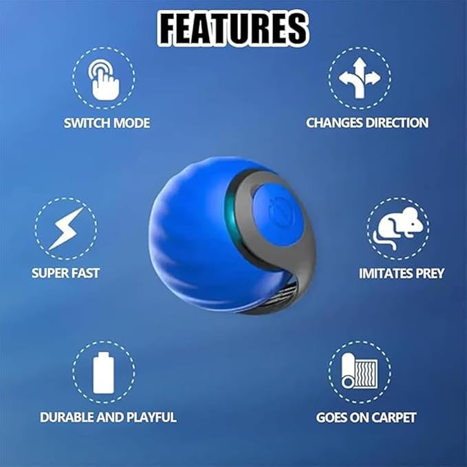 2Packs Speedy 2.0 Tail Cat Toys for Bored Indoor Adult Cats,2025 New Generation Interactive Cat Toys for Indoor Cats,Automatic Moving Ball with Tail,Blue and Orange - Image 5