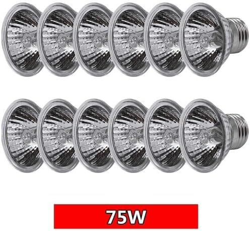 UVA+UVB 25/50/75W Reptile Heat Basking Light Bulb Lamp for Reptiles (75W - 12PCS)
