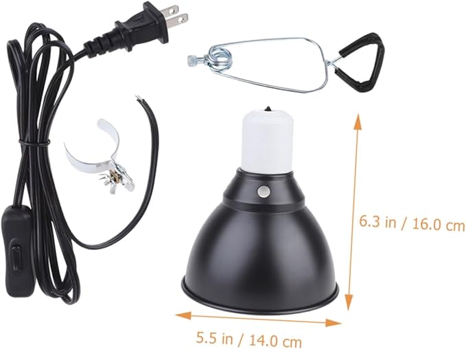 COLLBATH 110V Reptile Lamp Cover Fixture with Strong Clamp Lampshade for Turtle Lizard Gecko Angle Scald Explosion Compatible with Heating