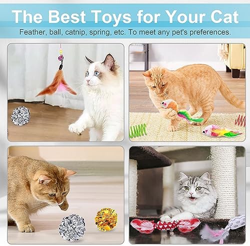 UPSKY 24 PCS Cat Toys Set with Teaser, Mice, Spring, and Various Ball Toys - Image 3