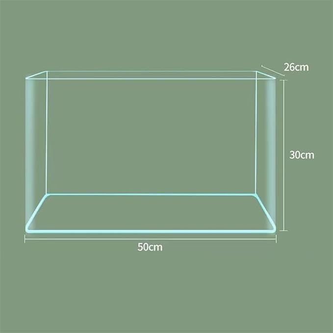 Aquarium Aquarium Glass Curved Edge Living Room Small Aquarium Desktop Aquarium Transparent Glass Aquarium Box for Breeding Turtles Aquarium for Goldfish (50 x 26 x 30 cm)