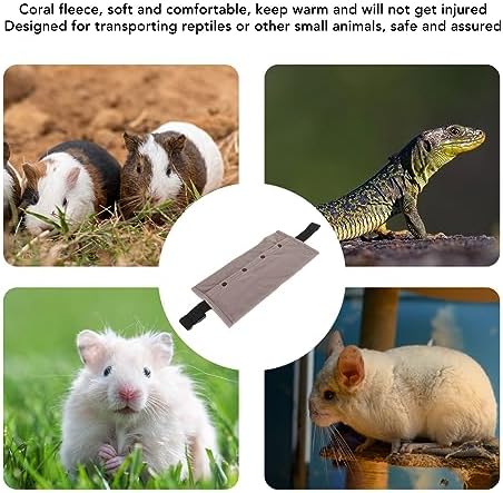 Soft Reptile Sling Carrier with Adjustable Strap, Warm Bearded Dragon Pouch for Lizard, Leopard Gecko, Hamster, Small Animals