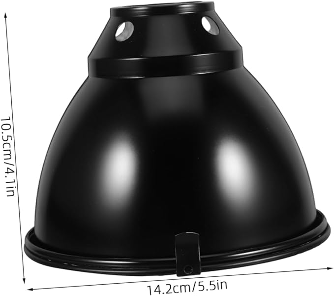 1 Set Reptile Light Fixture, Aluminum Heat Lamp Shade, Anti-Scald Protection Cover for Basking Bulbs, UV UVB Dome Light Guard for Lizards, Tortoise Habitat, Terrarium Tank Accessories, Black