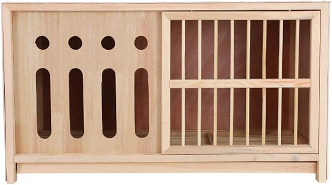 Semi-Shaded Bird Carrier, Household Moisture-Proof Bird Cage, Natural Pine Pigeon Utensils, (80 * 40 * 45cm)