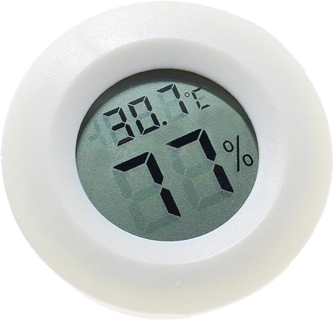 POPETPOP Reptile Box Digital Thermometer Hygrometer Round Shaped Temperature and Humidity for Home Office and Indoor