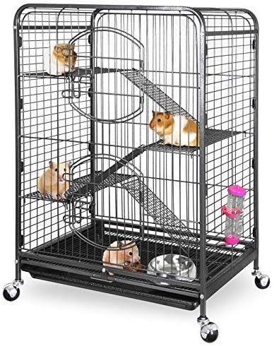ZENY 37-inch Metal Ferret Chinchilla Cage with 2 Front Doors 4 Levels Small Animal Hutch for Squirrel/Rabbit/Rat Indoor Outdoor Use, Black