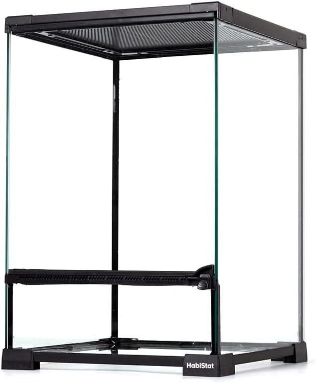 Habistat Glass Terrarium for Reptiles 12"x12"x18" – Stackable Reptile Enclosure for Inverts & Amphibians with Lock & Waterproof Base, Ideal Terrarium Tank for Chameleons, Geckos and Bioactive Setups