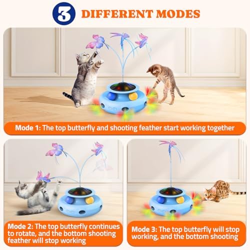 Pawtners Cat Toys, Automatic Interactive Kitten Toys for Indoor Cats, Blue - Image 3