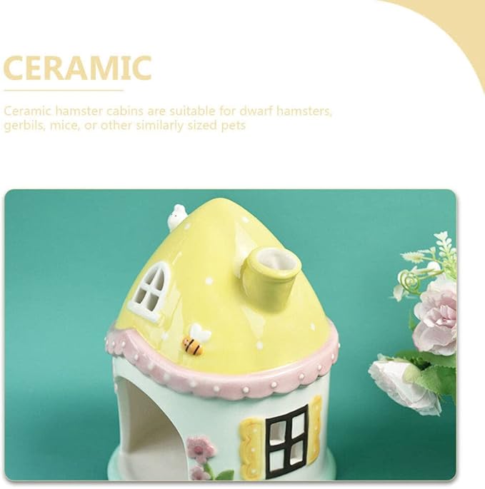 Rat Nest Rat House Ceramic Castle House Small Hamster Ceramic Hideout Mushroom Hamster Hut Small Hideout Bunny Accessories Guinea Pig Summer s