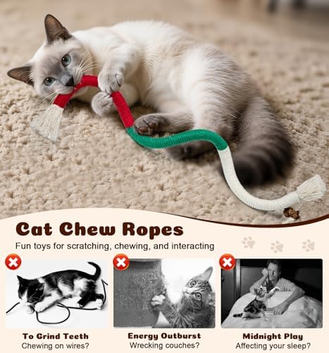 Cat Chew Ropes 4Pcs, Safe Cat Chew Toys for Indoor Cats with Catnip - Image 2