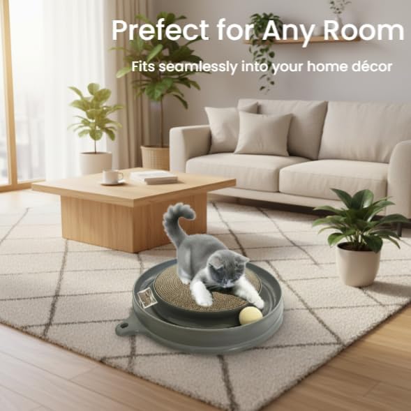 AUOON Cat Scratcher Toy with Ball Track for Indoor Cats and Kittens, Gray - Image 2