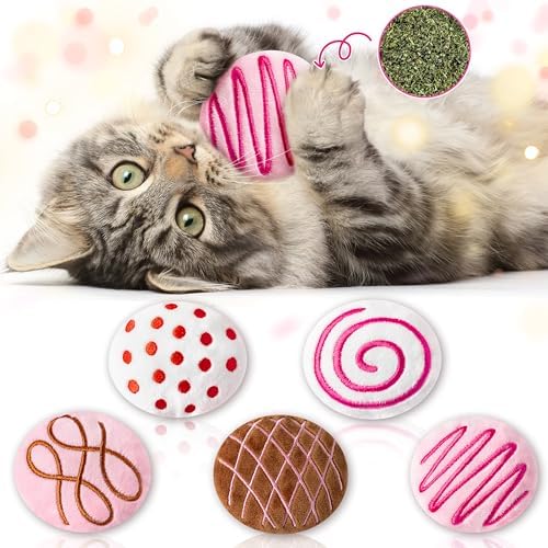 MALLMALL6 Catnip Toys for Cat - 5Pcs Valentines Chocolate Truffles Catmint Interactive Teething Chew Kick Cat Toy for Indoor Kitten, Soft Candy Pet Supplies, Pet Valentines Gifts for Kitten Lover by MALLMALL6