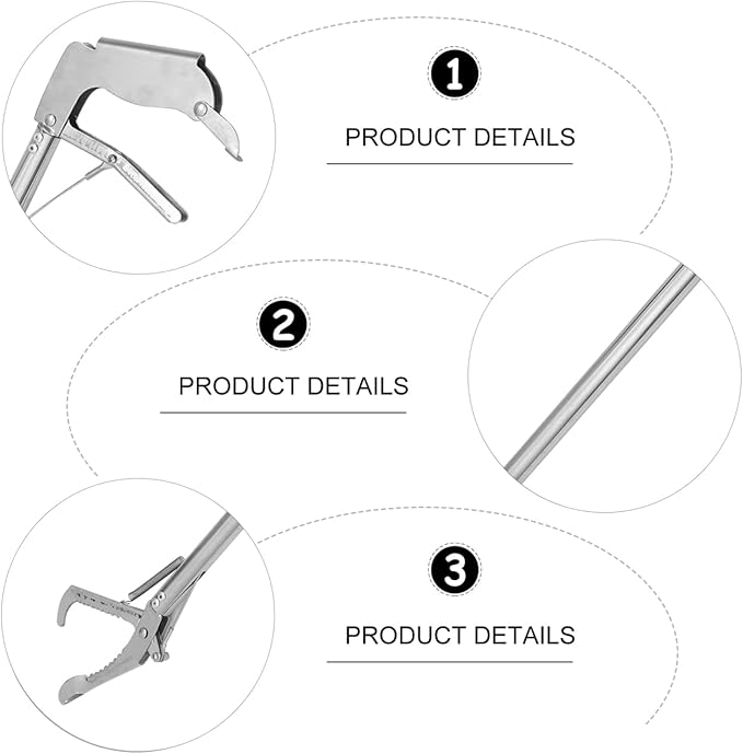Totority Stainless Steel Snake Grabber, 30-Inch Folding Capture Clamp with Lock, Lightweight and Multi-Functional for Home Use, Silver
