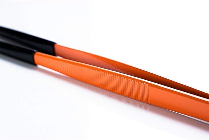 XYZReptiles Snake Feeding Tongs Stainless Steel Reptile Feeding Tongs With PVC Safety Tip (8 inch, Orange)