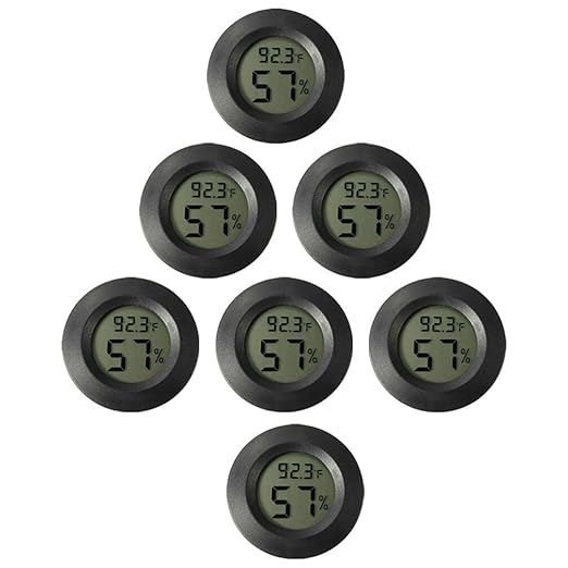 iplusmile 7pcs Mini Digital Hygrometer Thermometer for Terrarium Accurate Humidity Sensor Temperature for Reptile Tank Compact Easy to Read Display Construction