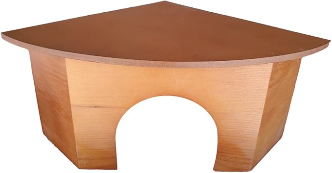 the Space House All Natural Sturdy Pine Wood Corner Hideout Hidey Guinea Pig Hut (Warm Cherry Stain)
