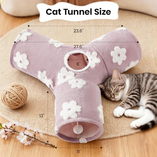 Tempcore Cat Tunnel, 3-Way Collapsible Toy for Indoor Cats, Burlwood - Image 2