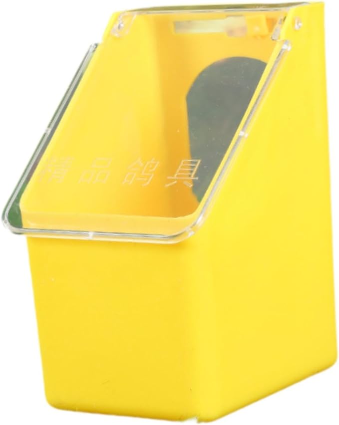 Pigeon Feeder, Food Storage Case, Single Hole Hanging Box, Dove Bird Feeding Case for Parrots Canaries Chickens Pigeons, Yellow