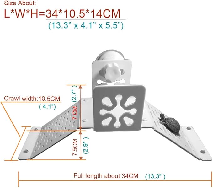 Aquarium Bidirectional Two-Way Bridge Tortoise Turtle Basking Floating Platform,Can Be Suspended at Any Water Level,DIY Assembly (White-Assembly)