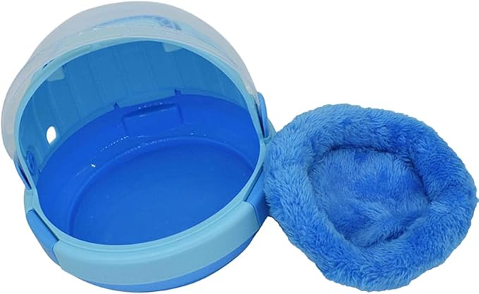 FRCOLOR Handheld Parrot Cage Portable Bird Carrier with Blue Plush Nest Pad Small Travel Cage for Budgerigar Parakeet Pet Birds
