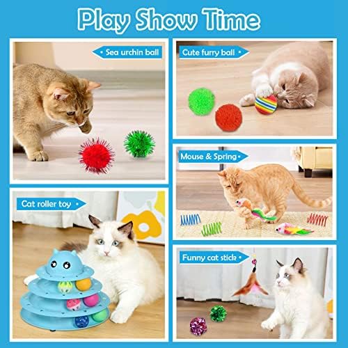UPSKY 20 PCS Cat Toys Set with Teaser, Mice, Spring, and Various Ball Toys - Image 6