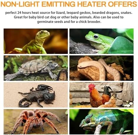 Simple Deluxe 150W 2 Pack Ceramic Heat Emitter, Non-Light Emitting Heat Lamp for Amphibian Pet Terrariums, Chameleons, Lizards, Snakes, and Incubating Chickens White