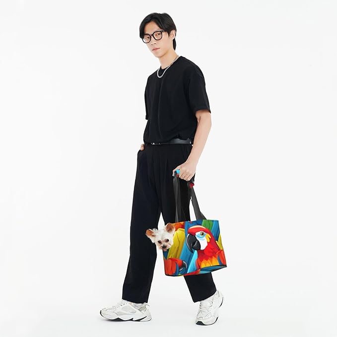 Beautiful Parrot Bird Printed Portable Foldable pet Shoulder Bag, Suitable for Carrying Small Pets