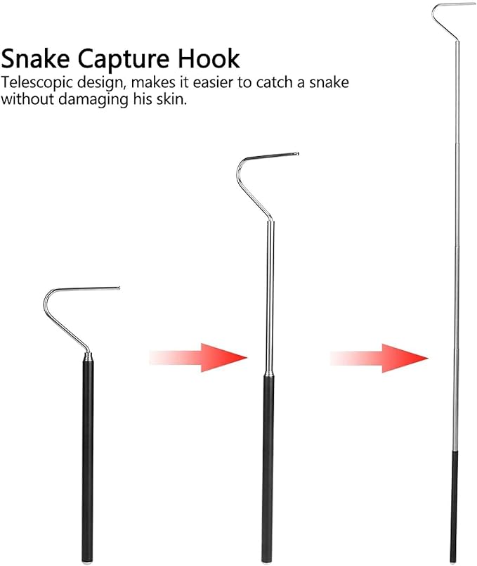 Snake Capture Hook, Stainless Steel Extensible Telescopic Snake Catcher Capture Hook Snake Reptile Catcher(100cm)