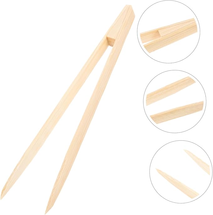 Ergonomic Reptile Food Tweezer Bamboo Feeding Tongs for Terrarium Pet Accessory Clip