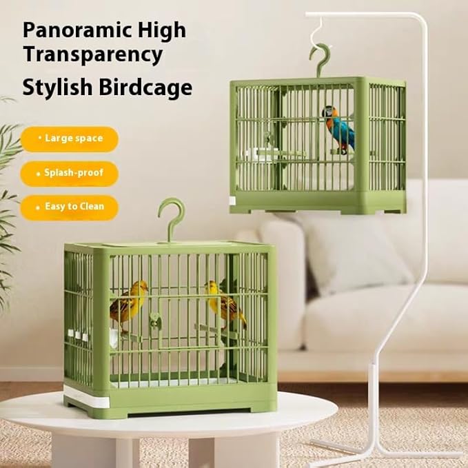 2026 New Bird Carrier Cage, Travel Bird Cage, Portable Bird Carrier, Small Birds Lightweight Parrots Cage, Detachable Tray Hook Handle Easy Transport Bird House for Travel Outdoor (Light Green)