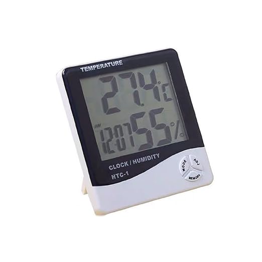 for HTC-1 Digital Indoor Thermometer Hygrometer with Alarm Clock, Temperature Humidity Monitor, Large Display for Home, Office, Room