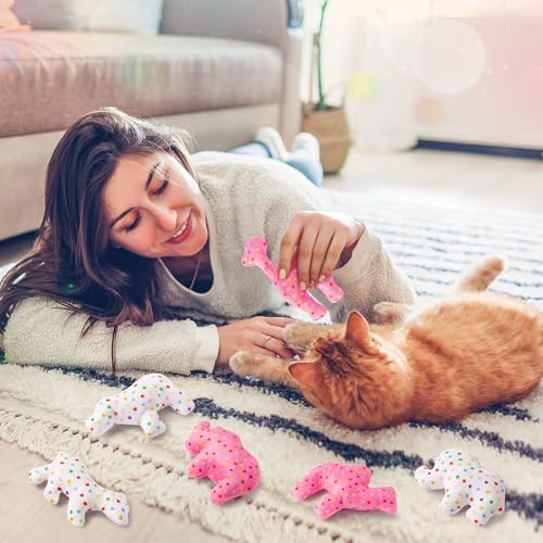 MALLMALL6 6Pcs Frosted Animal Cookie Catnip Crinkle Paper Sound Toys Gift for Cat, Catmint Teething Chew Kick Interactive Toy for Indoor Cats, Soft Candy Pet Presents Supplies for Kitten Lover - Image 6