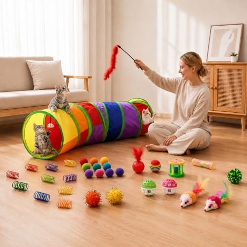 AILUKI 33PCS Cat Toys Variety Pack for Indoor Cats, Kitten Toys Cat Tunnel - Image 6