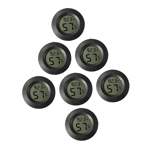 Reptile Thermometer Humidity Gauge 7 Mini Digital Hygrometers for Small Spaces Terrariums and Aquariums
