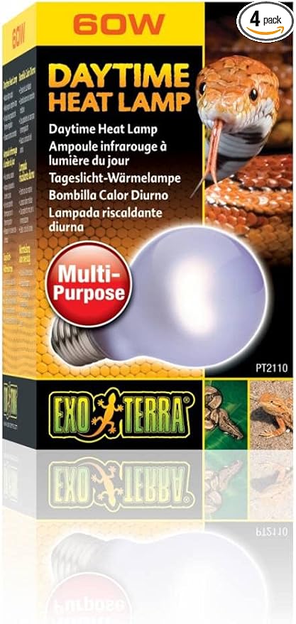 Exo Terra Sun-Glo Neodymium A19 Lamp, 60-Watt (4 Pack)