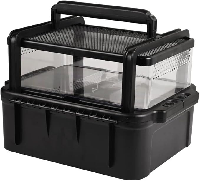 Flushbay Portable Reptile Cage Carrier Tank with Handle Reptile Transport Container Terrarium Box Habitat Cage Pet Houses for Turtle, Gecko, Bearded Dragon, Lizard, Frog, Snake, Spider