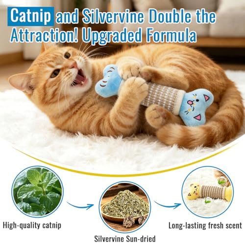 ENNOKEY Catnip Cat Toys Pillows for Indoor Kittens Kicker Chew, 9.45 Inches - Image 2